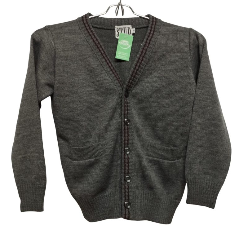 SACO LANA GRIS ROJO BOLSILLOS  STUD T 8