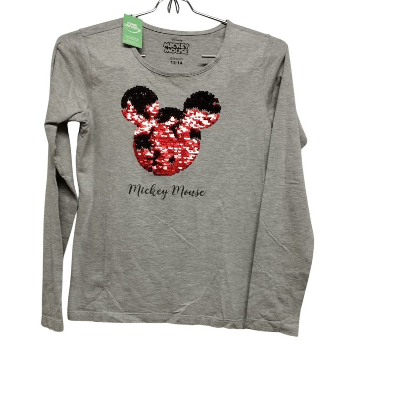 REMERA ALG GRIS MICKEY LENTEJUELAS ROJAS DISNEY T 13-14