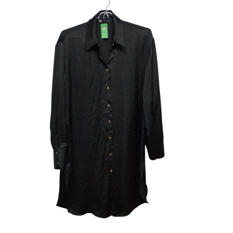 CAMISA SATEN NEGRO BOTONES DORADOS ZARA TS GRANDE