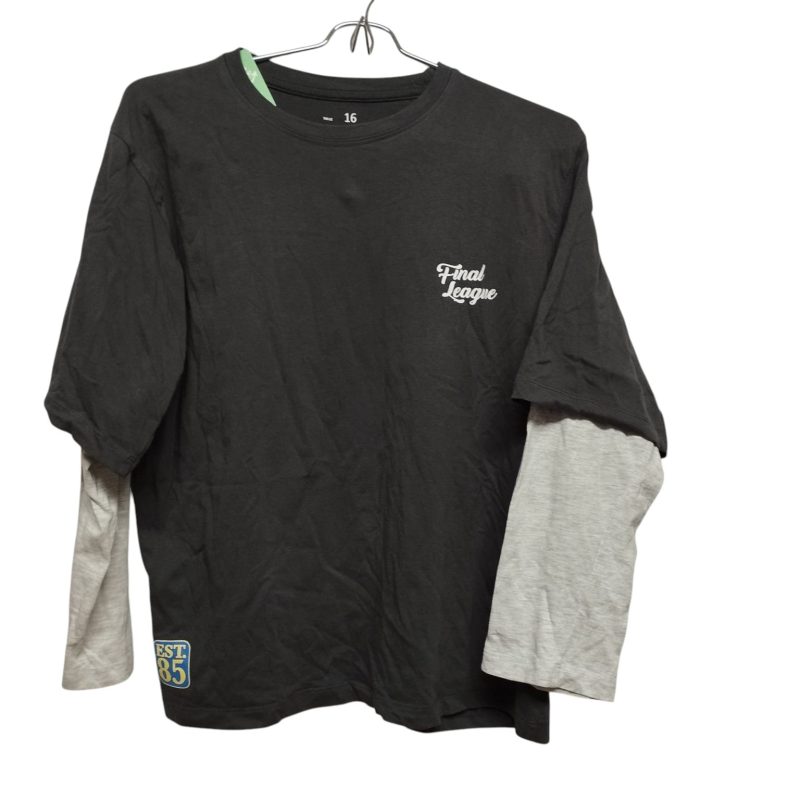 REMERA GRIS OSCURO MANGAS CLARAS BRONZINI T16
