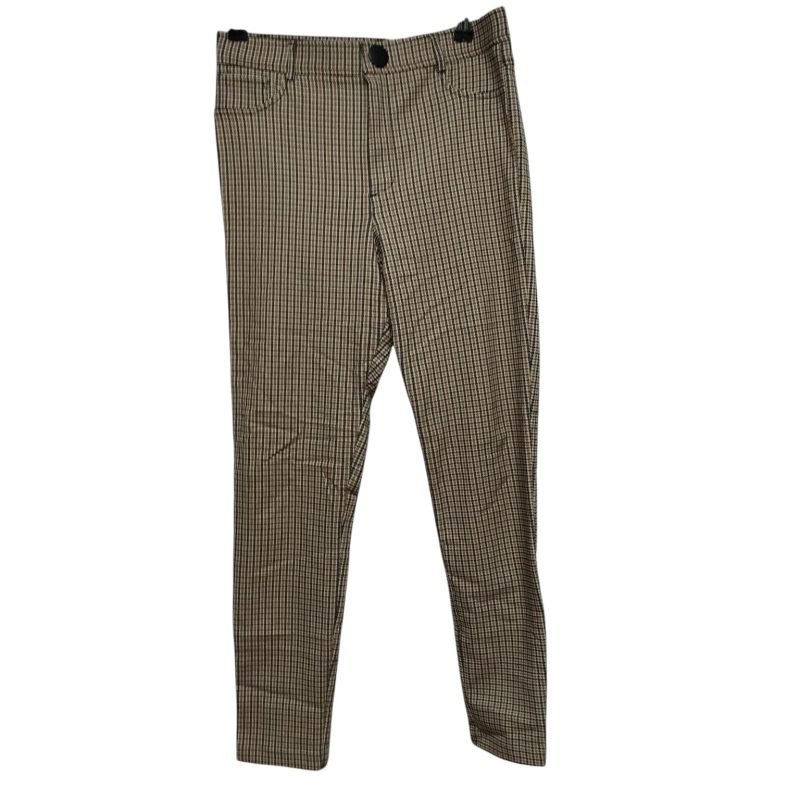 PANTALON ELASTIZADO  CUADRILLE MARRON NEGRO BEIGE ZARA T XL