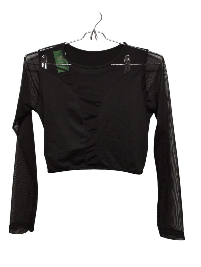 REMERA TOP NEGRA COMBINADA ALG TUL  T XS AP