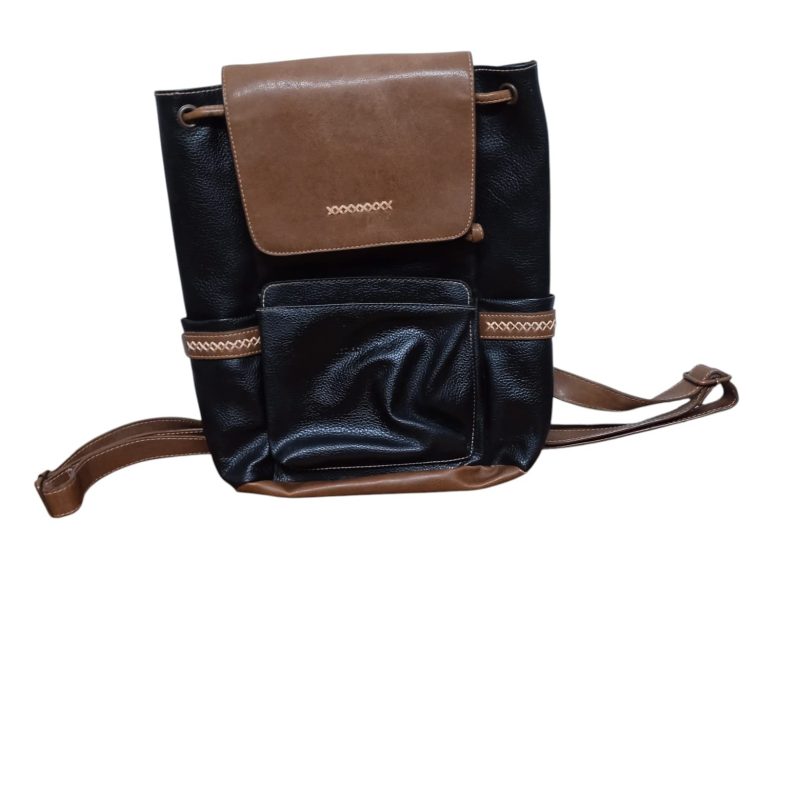 MOCHILA CUERO MARRON NEGRO LEDERMODA MCH GT