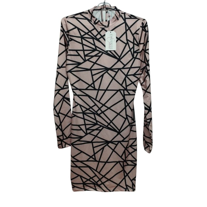 VESTIDO ALG ROSADO RAYAS NEGRAS EMPRESS COUTURE T S AP NUEVO