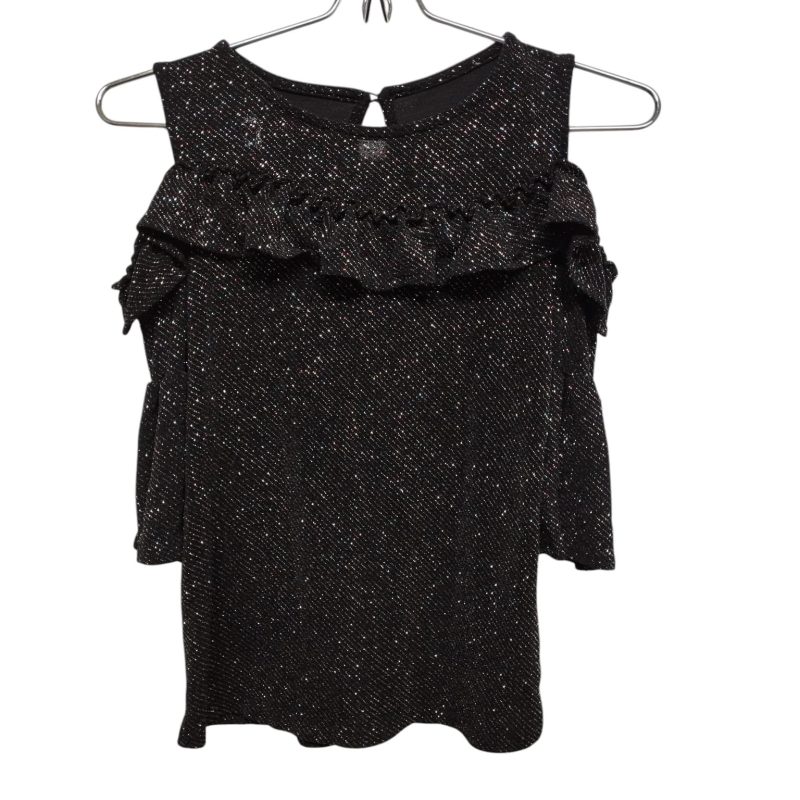 BLUSA NEGRA HOMBRO DESCUBIERTO BRILLOS VOLADO T 12 AP