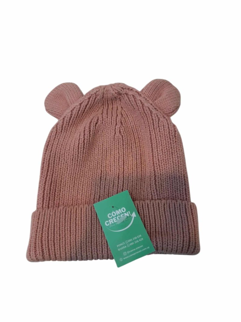 GORRO DE LANA ROSA VIEJO OREJITAS