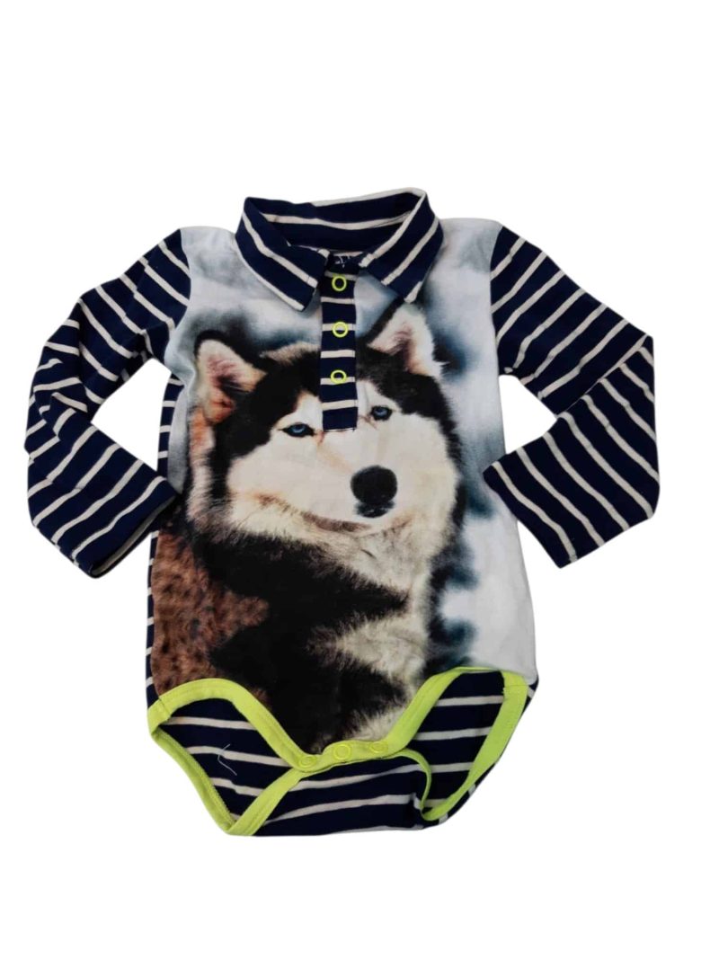 BODY ALG AZUL RAYAS BCAS BROCHES LOBO CLAESENS BABY T6/9M AP