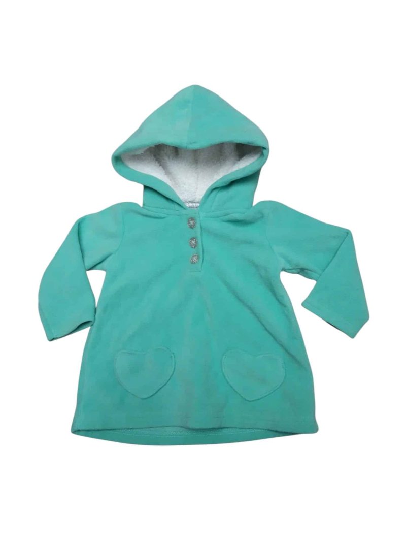 BUZO POLAR VERDE AGUA CAPUCHA CORDERITO CARTERS T9M