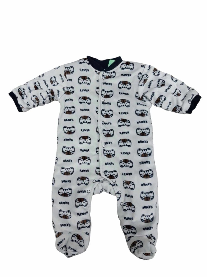 PIYAMA ABRIGADO GRIS TIGRES TEDDY T3/6M AP