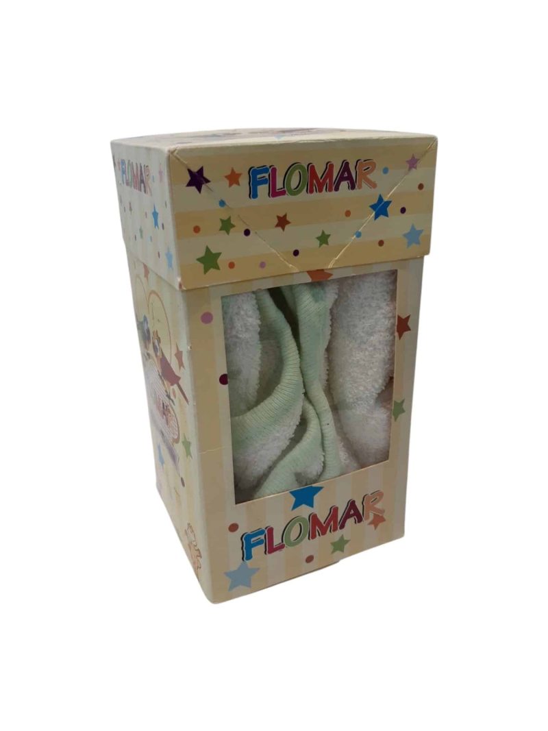 TOALLON BLANCO BORDES VERDES BUHO EN CAJA FLOMAR