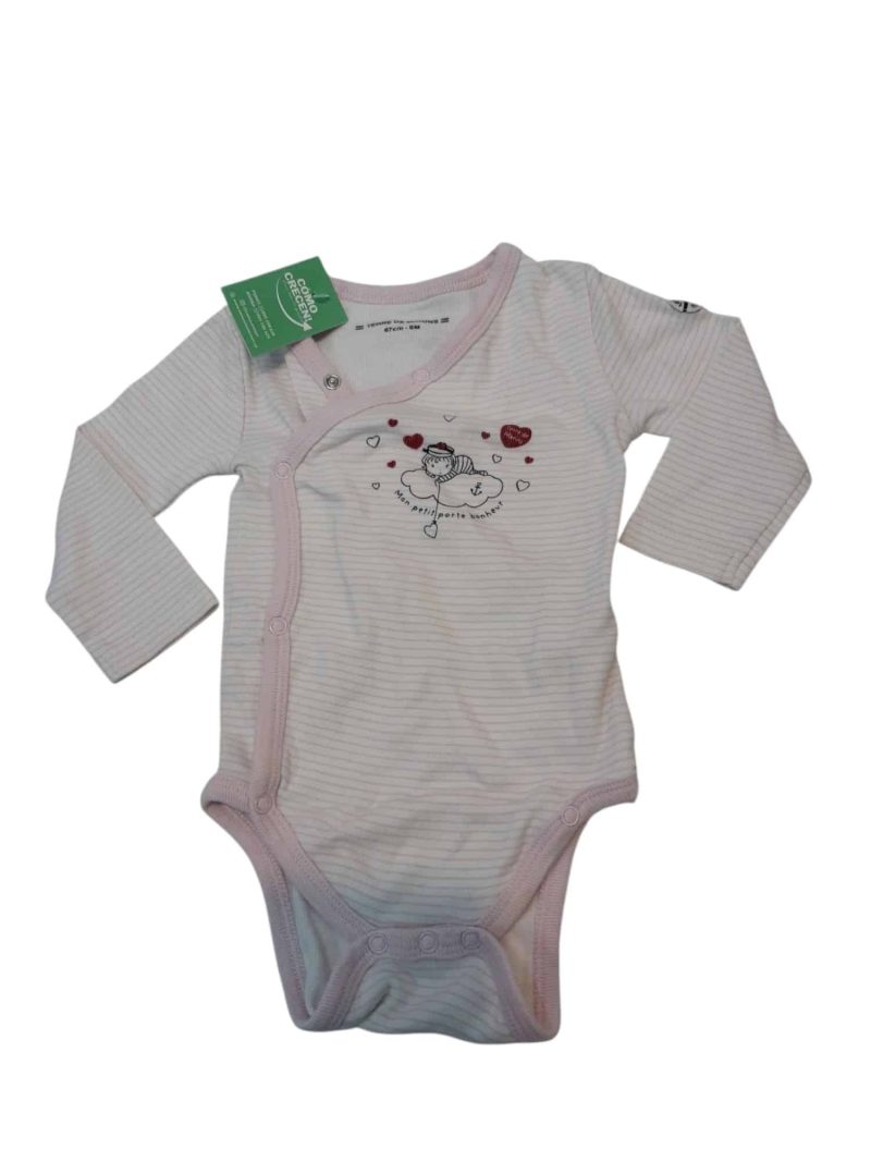 BODY ALG BCO RAYAS ROSA BEBE NUBE CORAZONES TERRE DE MARINS T6M