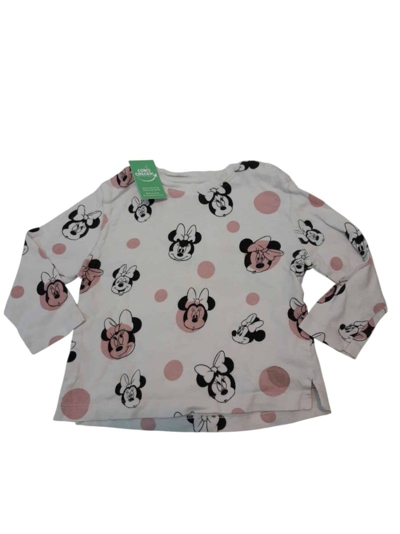 REMERA ALG BCA LUNARES ROSA MINNIE DISNET BAS T9/12M