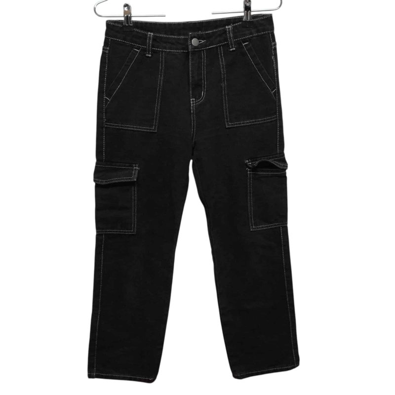 JEAN NEGRO CARGO COSTURAS BCAS SHEIN T11/12
