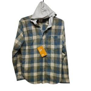 CAMISA FRANELA CUADROS CELESTE BEIGE VERDE CAPUCHA GRIS BAS T 16 NUEVA
