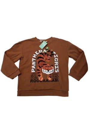BUZO ALG MARRON TIGRE PANTERA LENTEJUELAS H&M T4/6