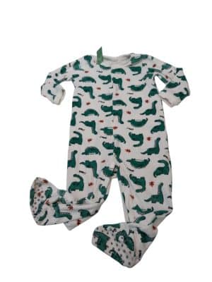 PIJAMA PIEL DURAZNO BCO DINOSAURIOS VERDES GRRR TEDDY BOOM T12/18M