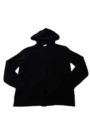 CAMPERA ALG NEGRA LISA CAPUCHA H&M T8/10 MANCHITA MANGA