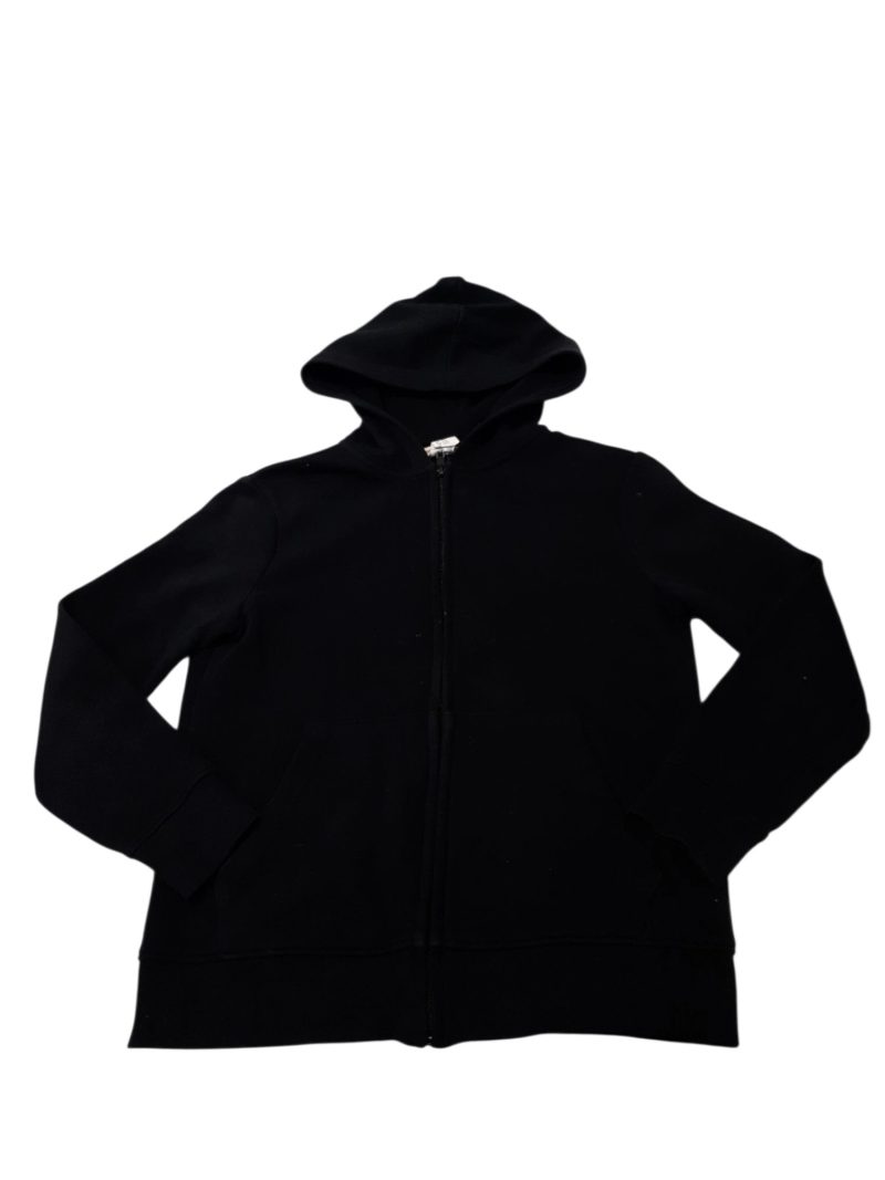 CAMPERA ALG NEGRA LISA CAPUCHA H&M T8/10 MANCHITA MANGA