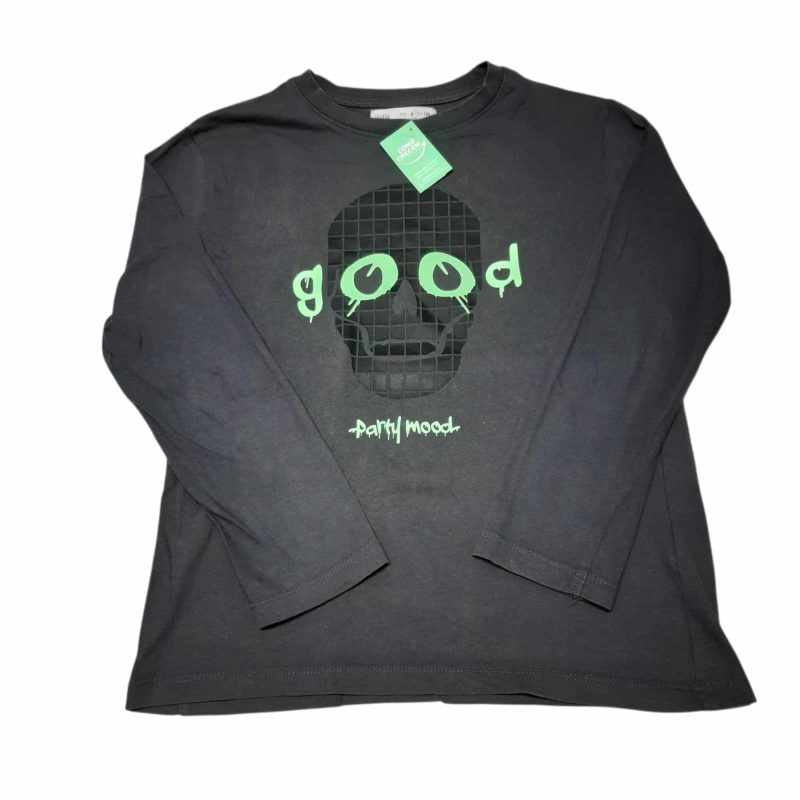REMERA GRIS GOOD EN VERDE ZARA T9