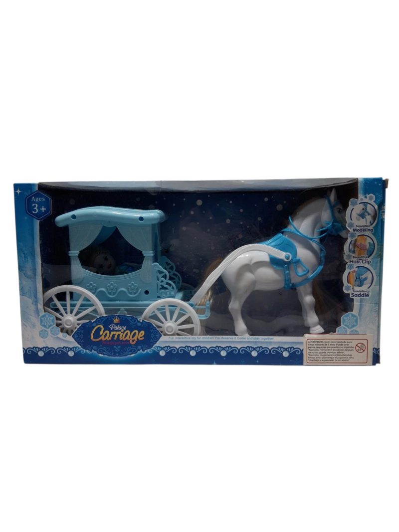 CABALLO CON CARRUAJE CAJA CELESTE