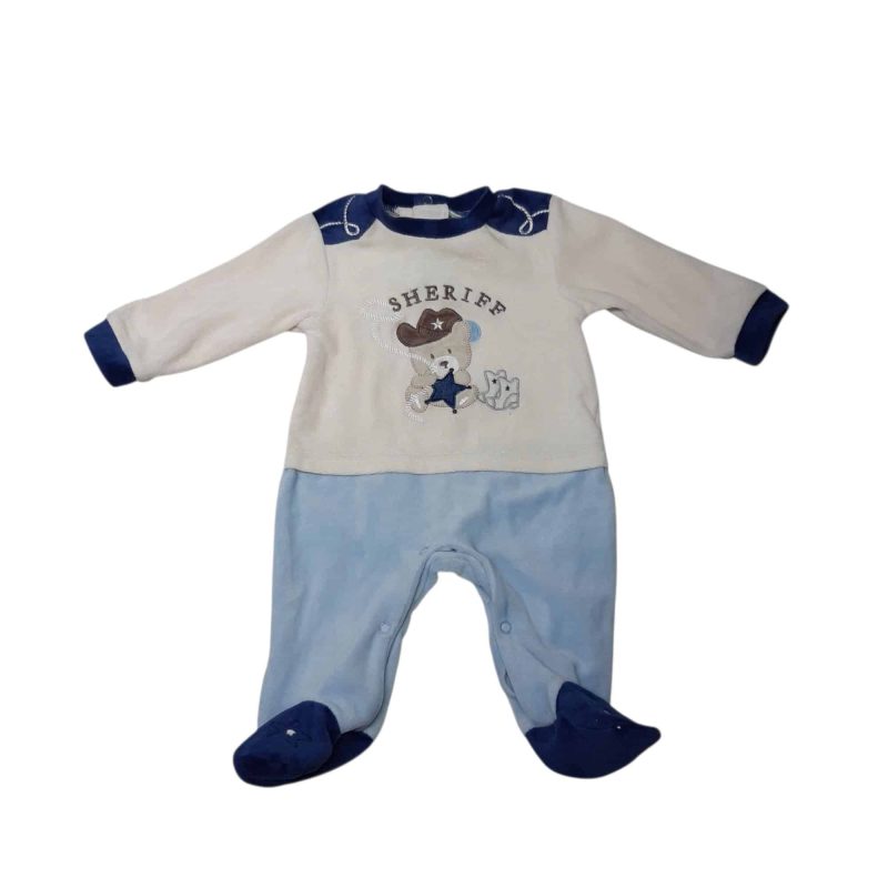 PIYAMA PIEL DURAZNO BCO AZUL SHERIFF OSO T6/9M