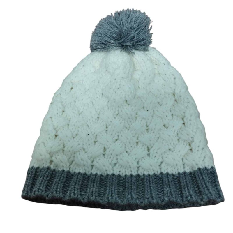 GORRO LANA BLANCO GRIS POM PON ODALER