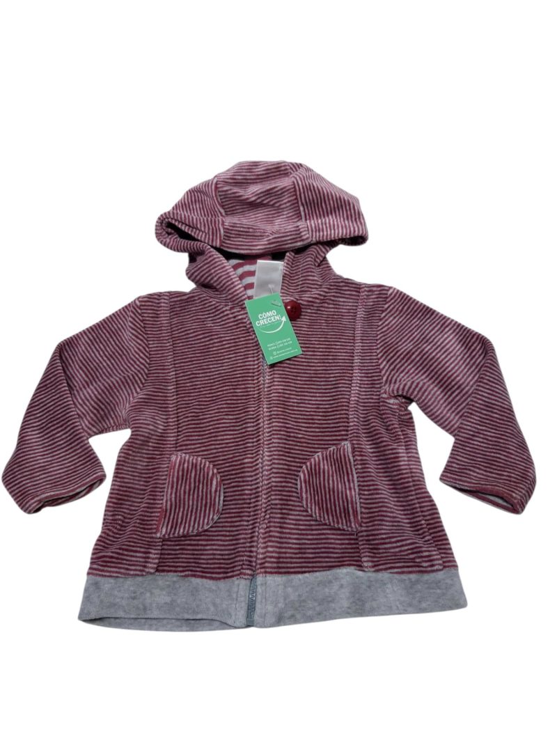CAMPERA PIEL DURAZNO RAYADO ROJO GRIS ZARA T6/9M
