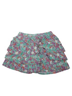 POLLERA PANA CELESTE FLORES NARNAJA Y FUCSIA GENUINE KIDS T2