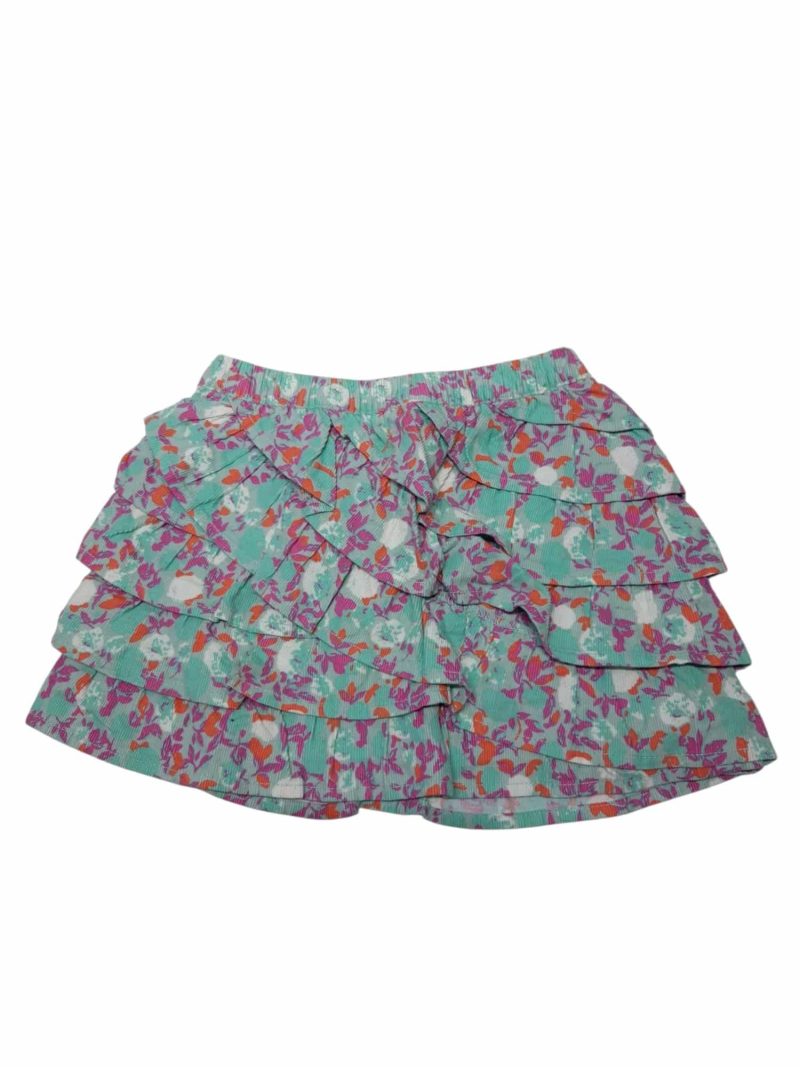POLLERA PANA CELESTE FLORES NARNAJA Y FUCSIA GENUINE KIDS T2