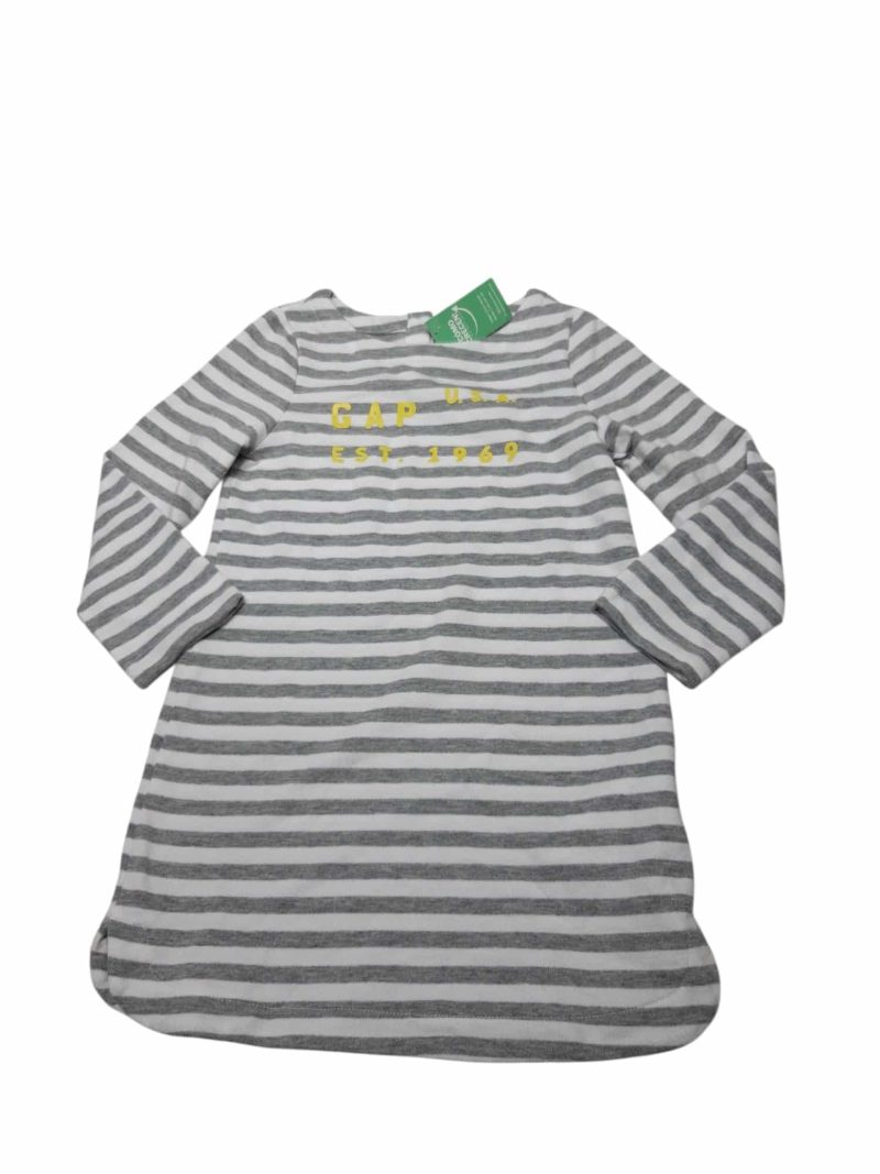 VESTIDO ALG RAYADO BCO GRIS GAP T3