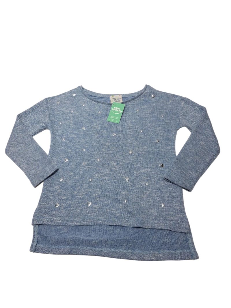 BUZO LANILLA CELESTE ESTRELLAS Y CORAZONES PLATEADOS THOMAS T6 FRIZZ