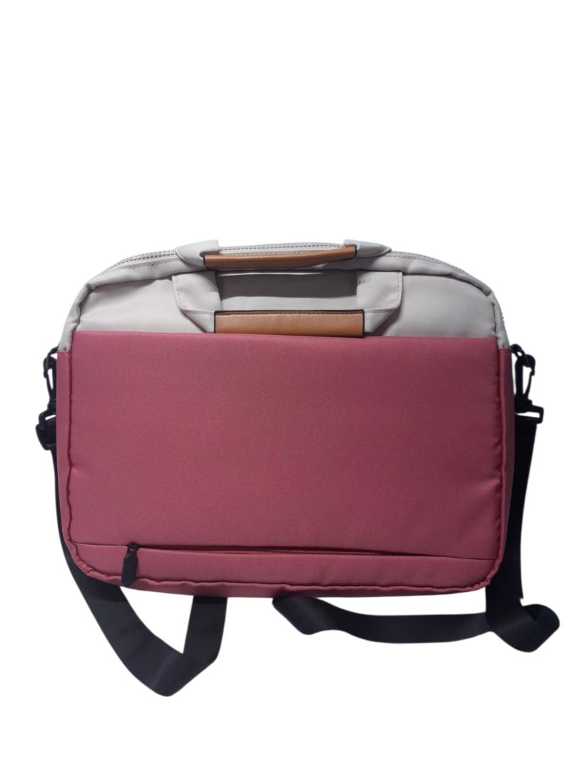 BOLSO PARA LAPTOP BEIGE Y ROSA