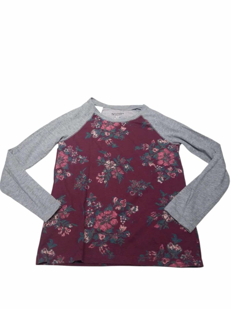 REMERA ALG VIOLETA FLORES MANGAS GRISES ARIZONA T10/12