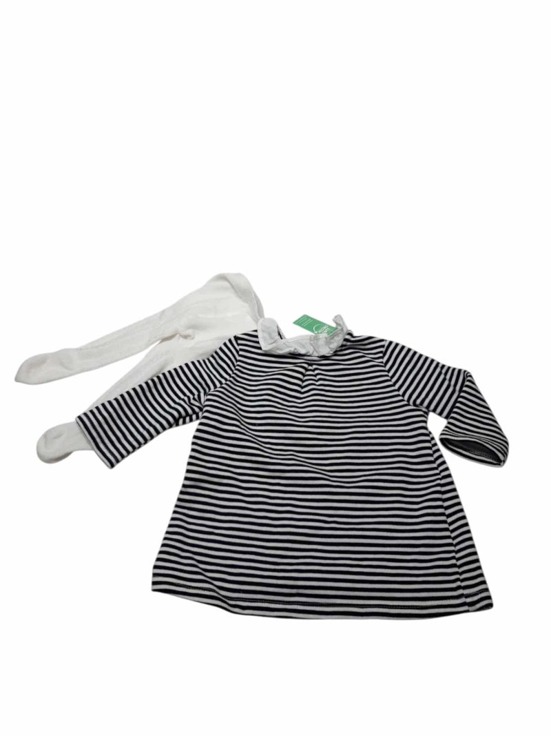 VESTIDO ALG RAYAS AZUL BCO COON MEDIAS CAN CAN KIABI T6M