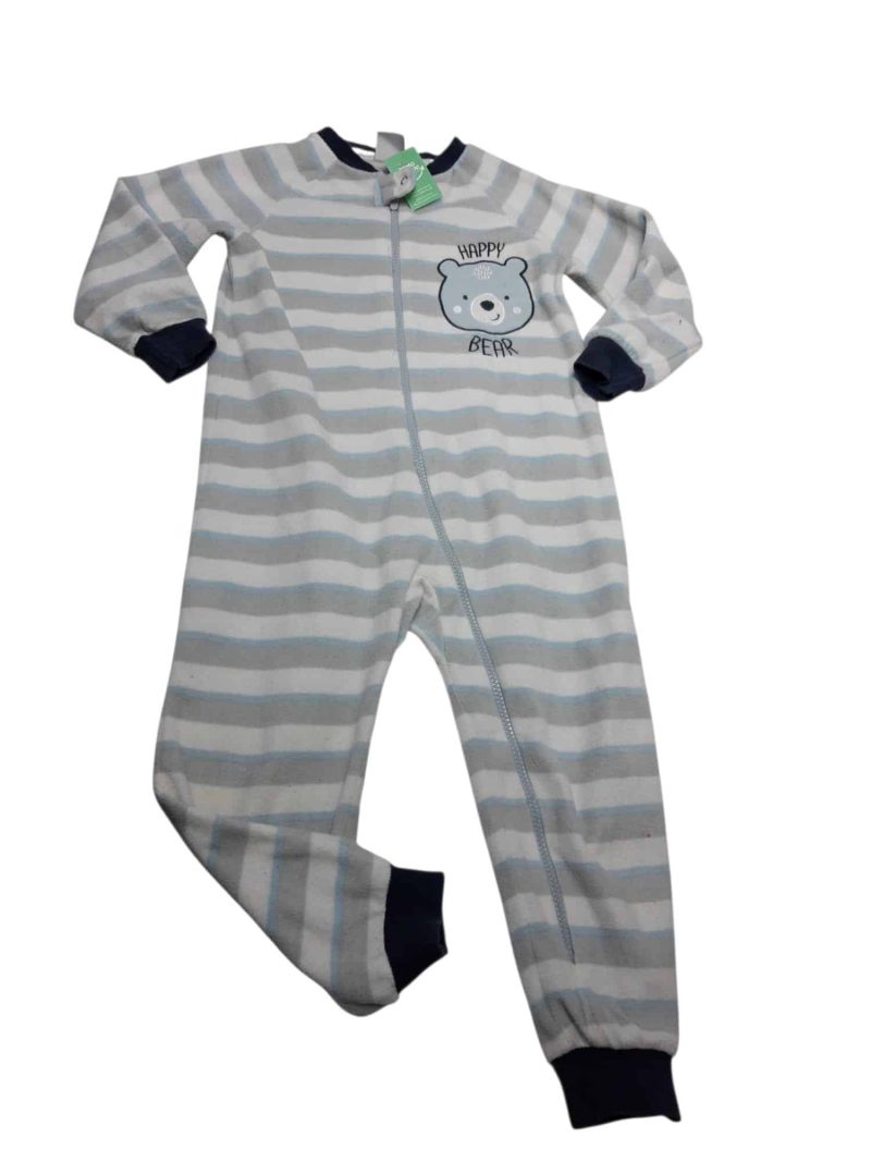 PIYAMA POLAR GRIS BCO CELESTE RAYAS HAPPY BEAR ACCESORIES T4