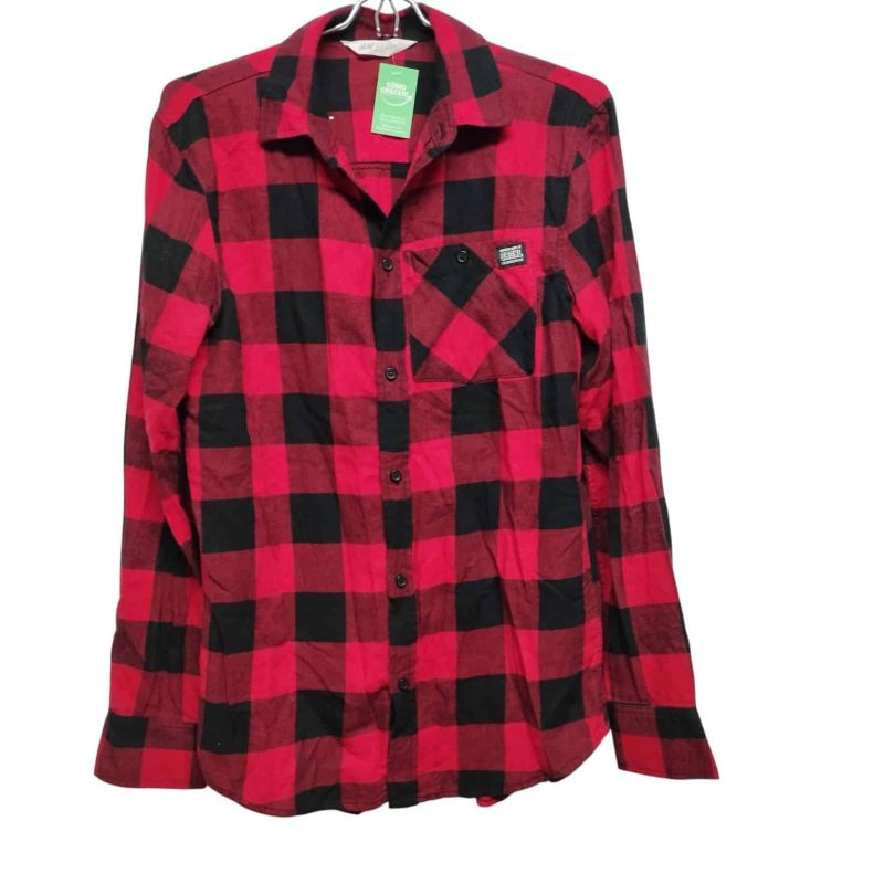 CAMISA VIYELA CUADROS ROJO NEGRO  H&M T 14