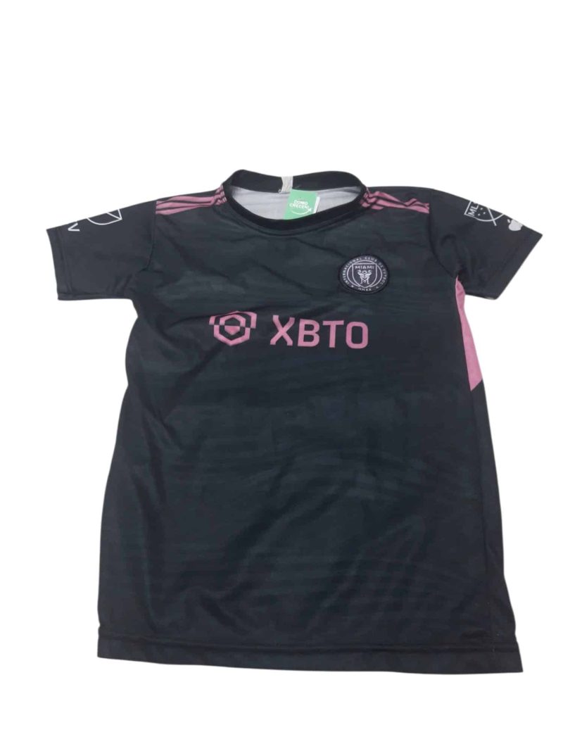 CAMISETA FUTBOL NEGRO ROSADO INTER MIAMI SUAREZ T14 CHICO