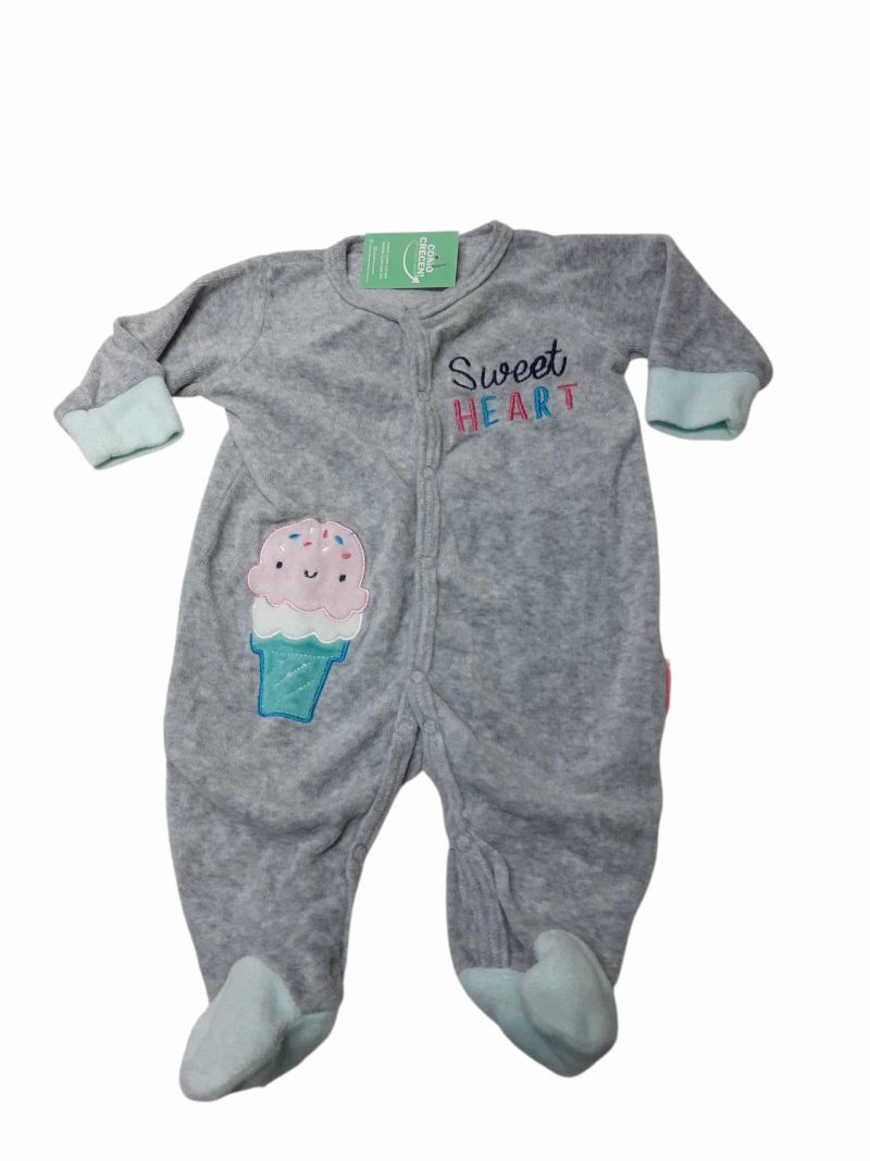 PIJAMA PLUSH GRIS SWEET HEAR HELADO BUNGY BABY TNB