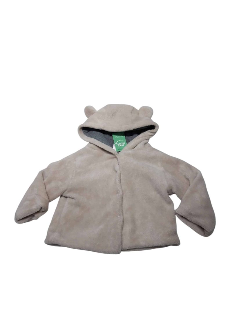 SACO PELUDITO CREMITA CAPUCHA INT GRIS SACKS T9/12M