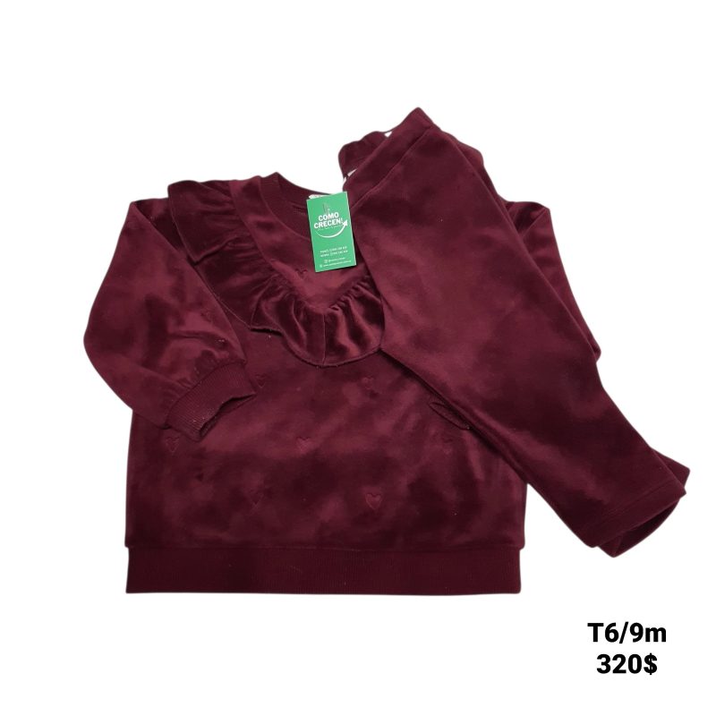 CONJ BUZO Y ANT PIEL DURAZNO BORDO H&M T6/9M