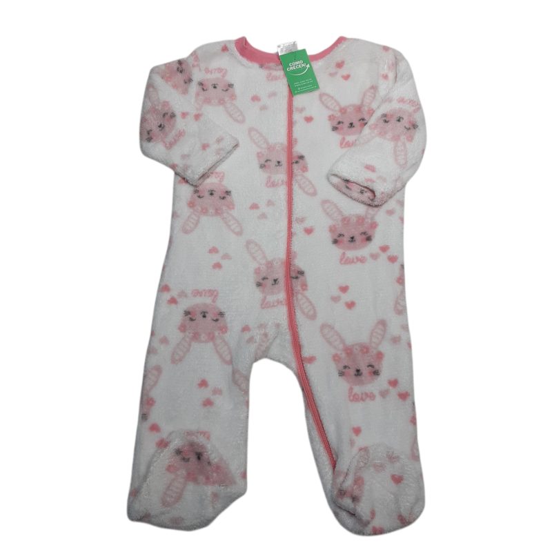 PIJAMA PELUDITO BCO COENJAS ROSA CORAZONES ZAK&ZOEY T6/9M