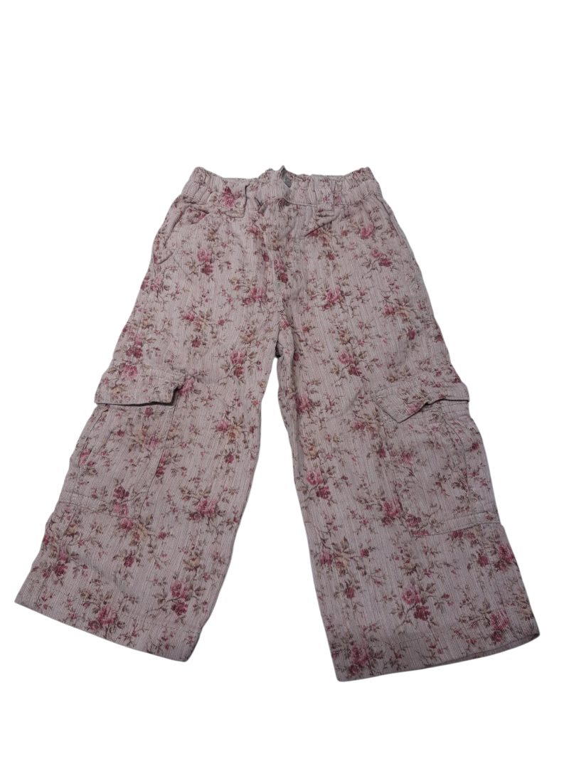 PANTALON CARGO PANA ROSA FLORES T9M APROX