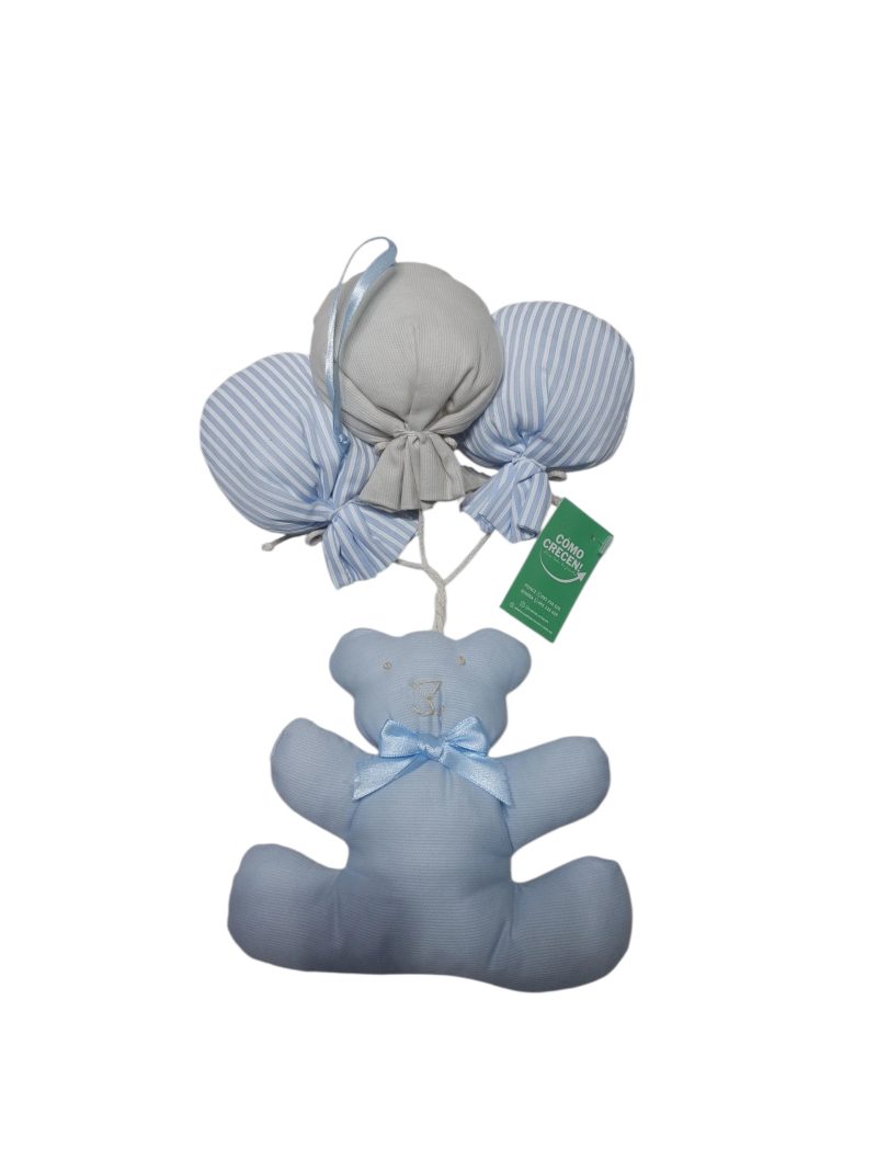 COLGANTE OSITO CELESTE CON GLOBOS