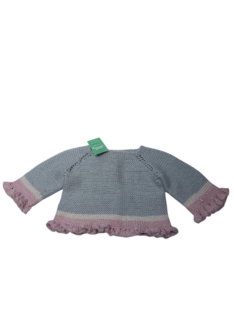 SACO LANA GRIS BEIGE ROSA T0/3M