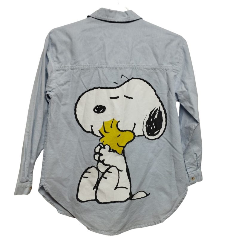 CAMISA CELESTE BOLSILLO GRANDE SNOOPY ZARA T10 - Imagen 2