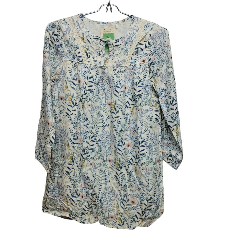 VESTIDO TELA BLANCO FLORCITAS AZULES THOMAS TRENT T12