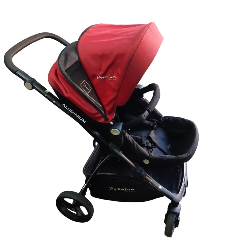 COCHE CON BABYSILLA ROJO NEGRO PREMIUM BABY ROCE DET PLASTICO NO AUTO - Imagen 2