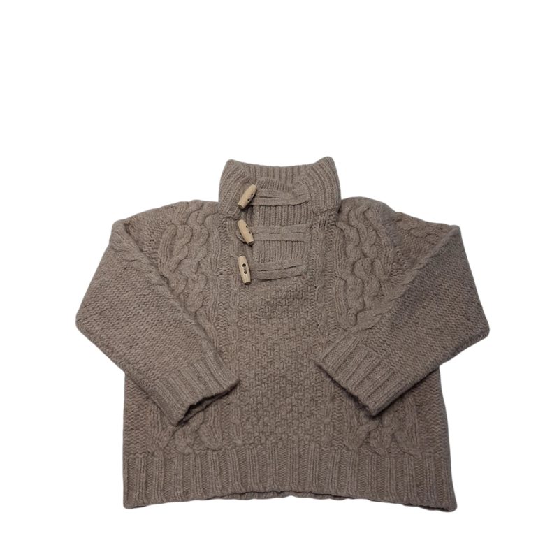BUZO DE LANA MARRON  BOTONES MADERA COLLAGE T1AP
