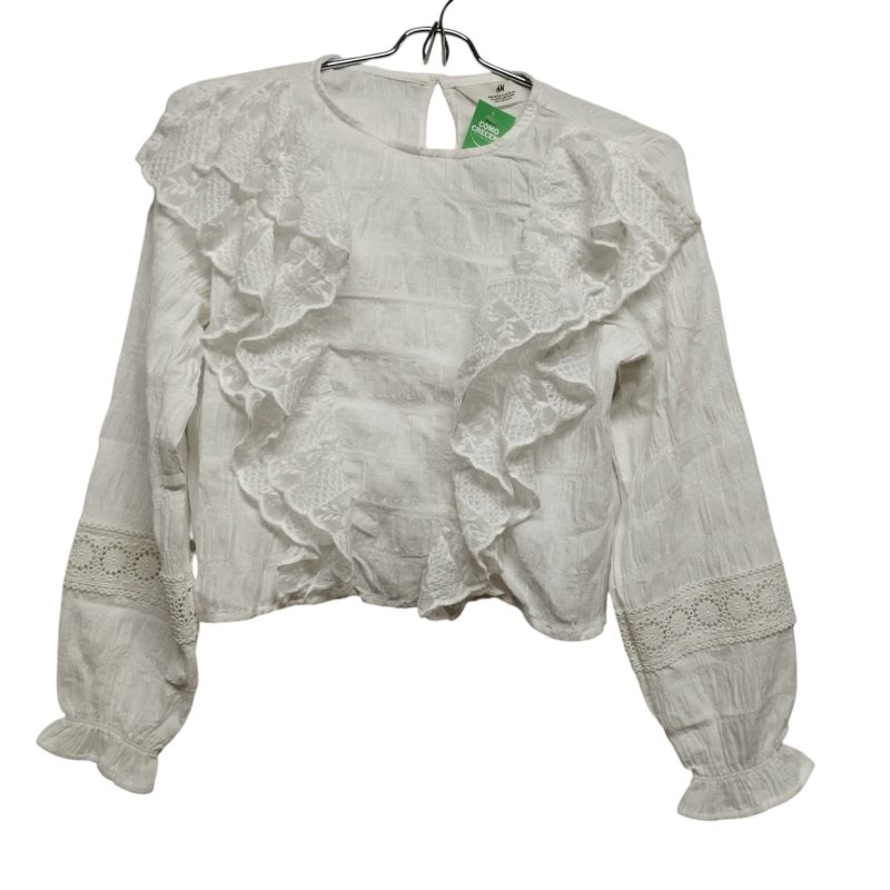 BLUSA TELA BLACNA VOLADOS PUNTILLA H&M T10/11