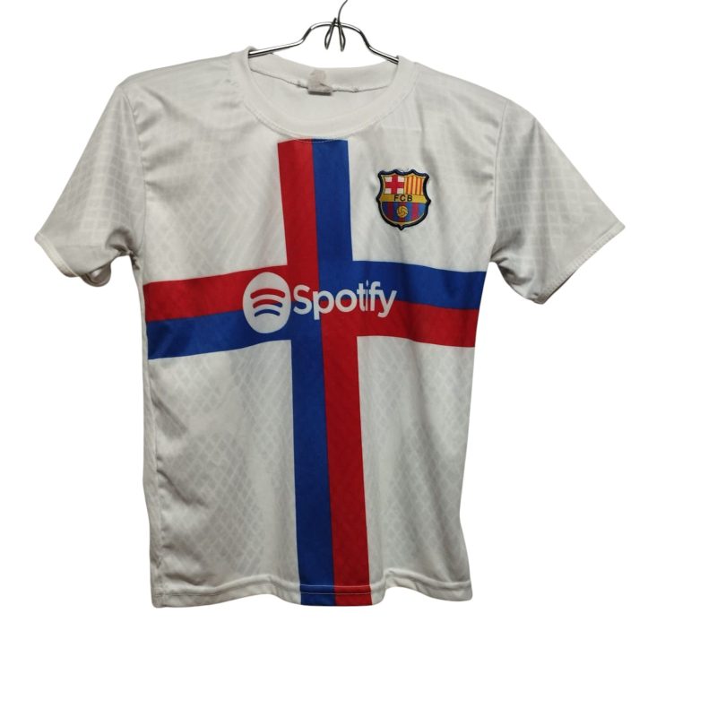 CAMISETA BLANCA AZUL ROJO FCB BARCELONA PRIMOS T10 MANCHITA